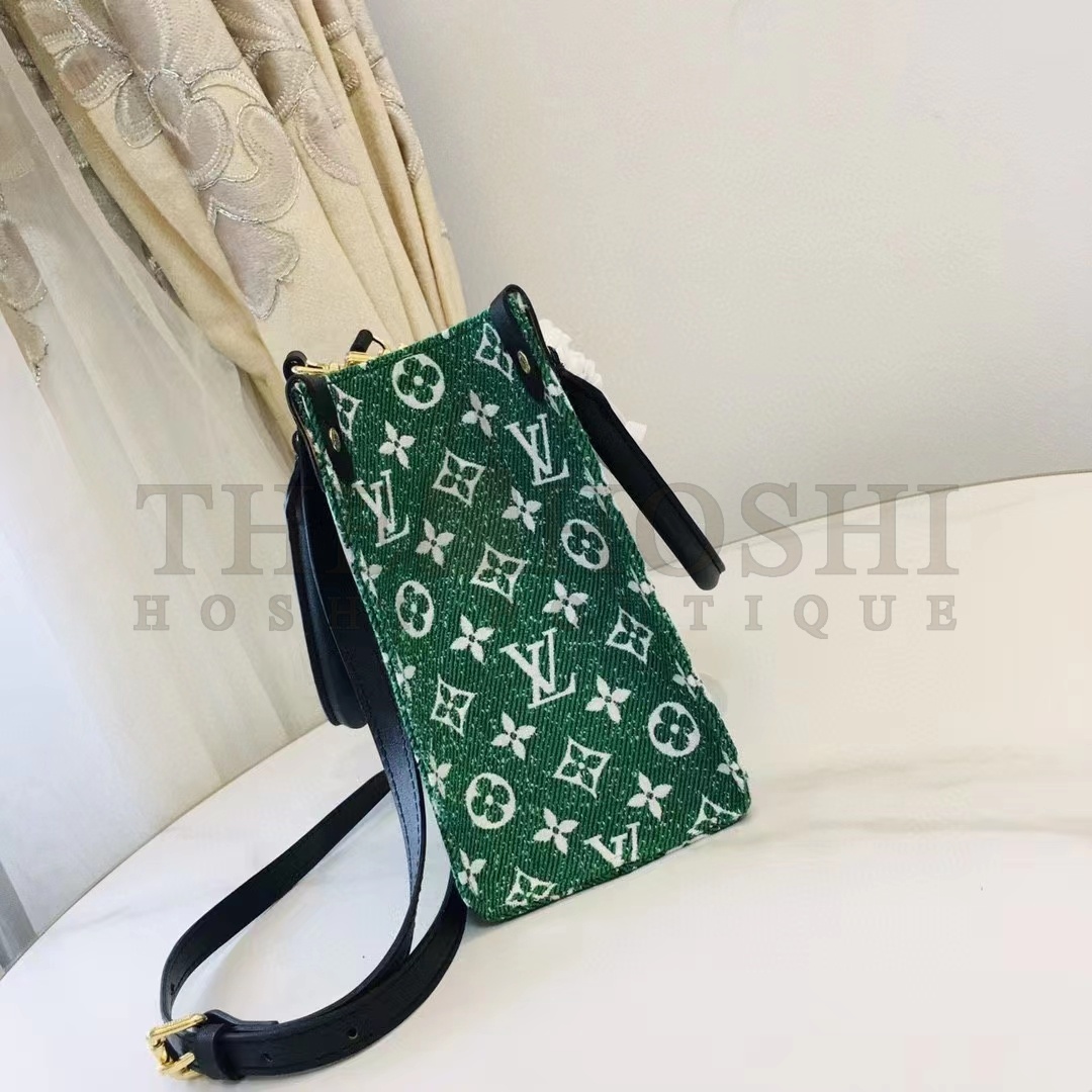L0vis Vvtt0n LV Women OnTheGo PM Tote Bag Green Monogram Jacquard Velvet Master Quality