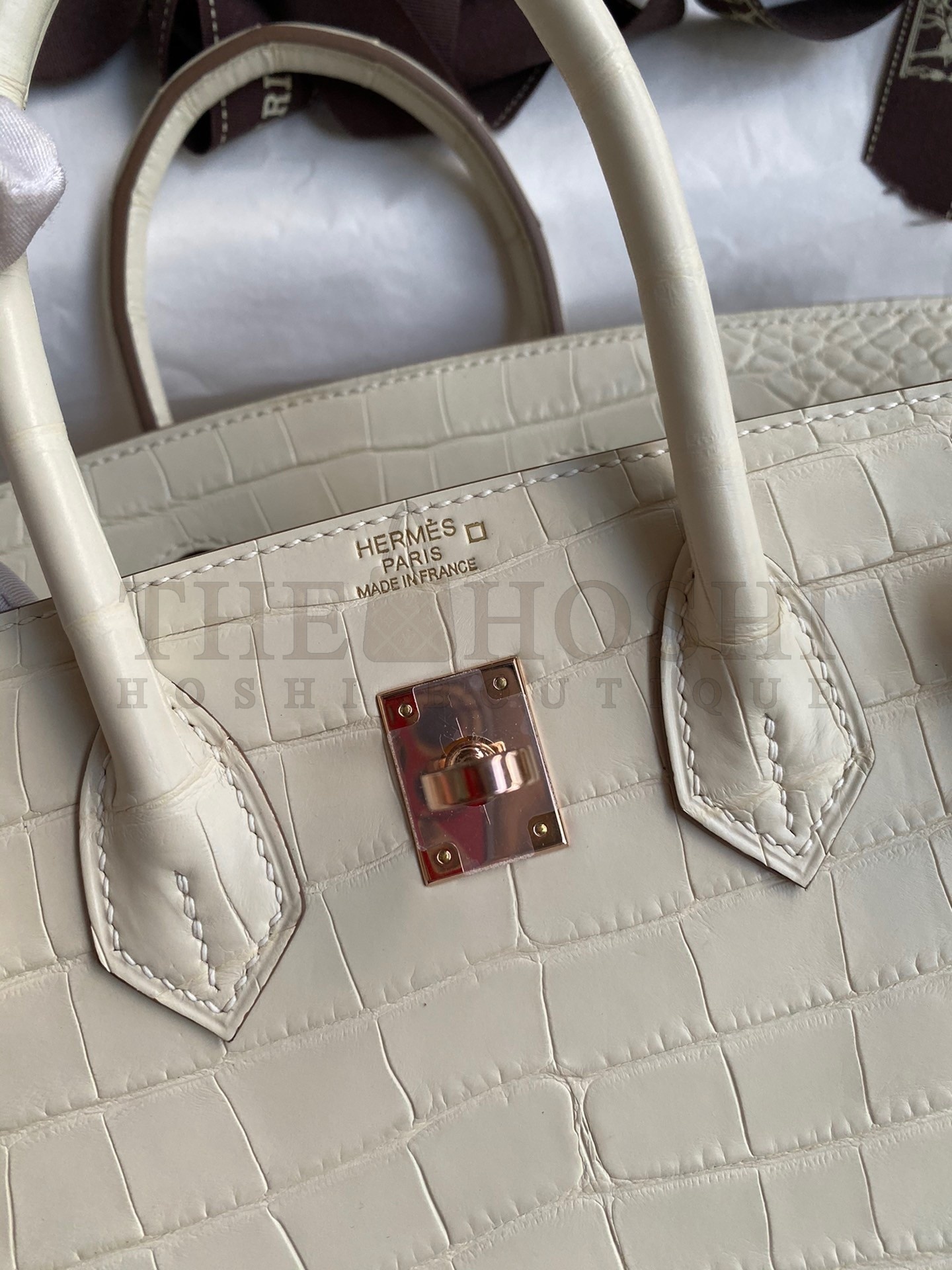 H**me5 Birkin 25 Retourne Handmade Bag In Nata Matte Alligator Leather Master Quality