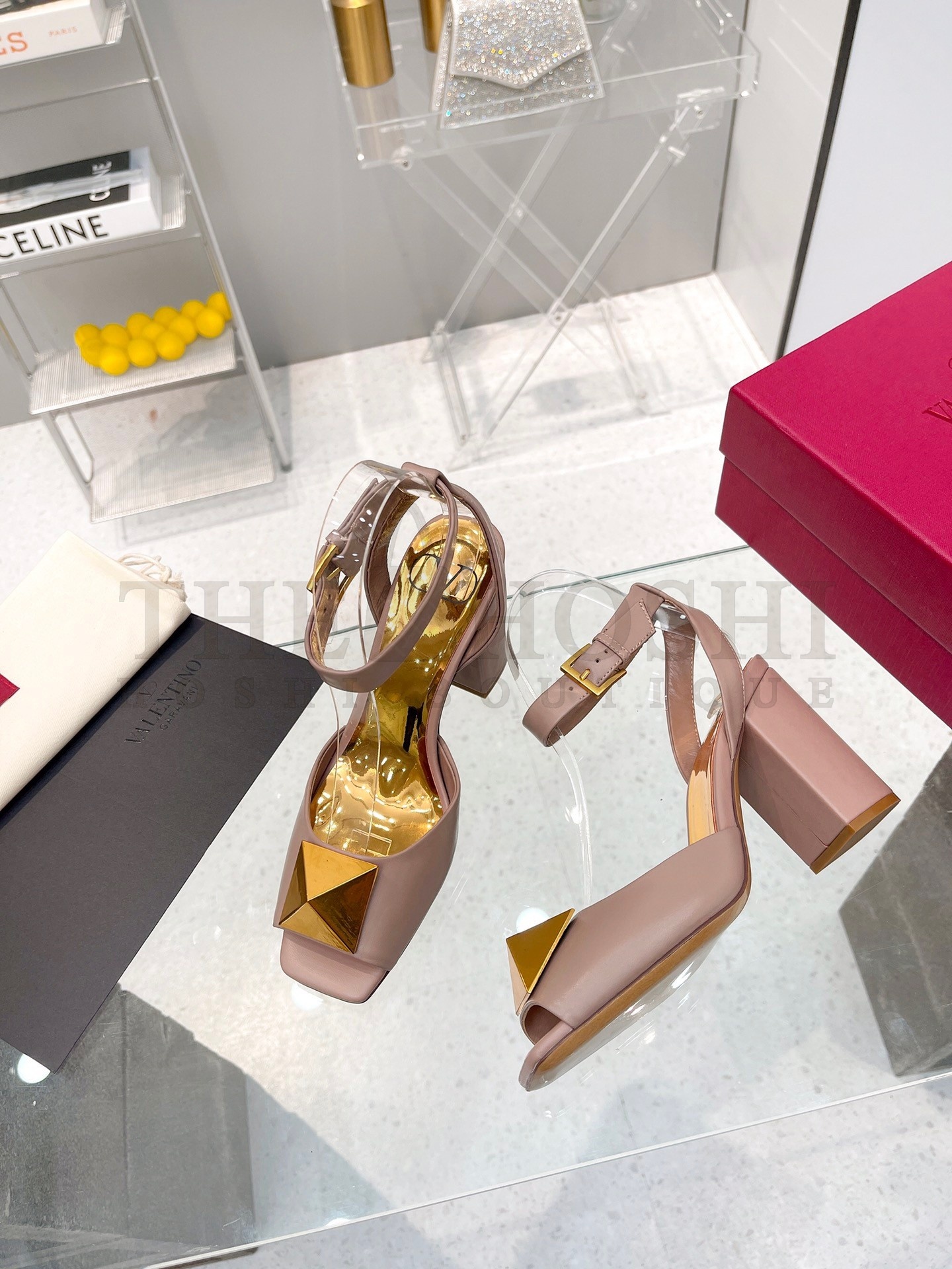 Va1e*ntin0 One Stud Sandals 90mm In Rose Cannelle Calfskin Master Quality