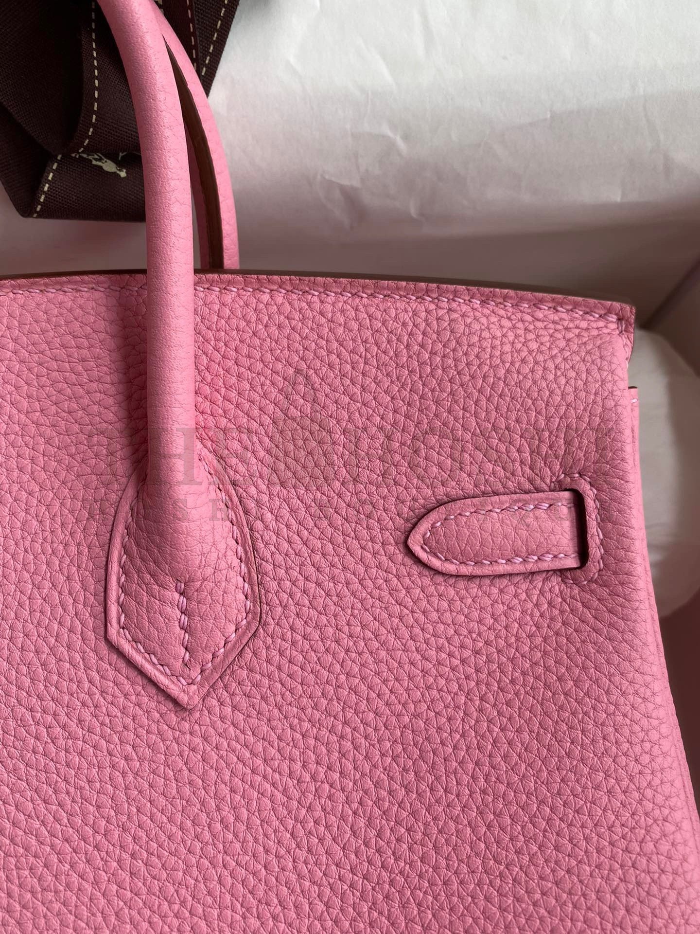 H**me5 Birkin 25 Retourne Handmade Bag In Pink Clemence Leather Master Quality
