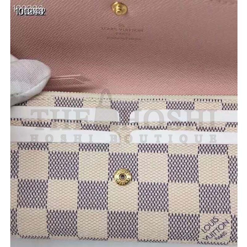 L0vis Vvtt0n LV Women Emilie Wallet Damier Azur Canvas-Pink Master Quality