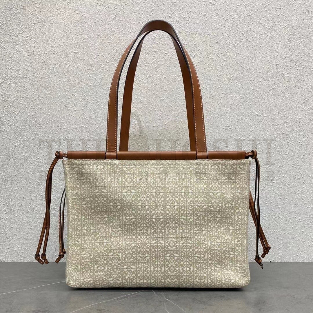 L0ew* Medium Cushion Tote In Beige Anagram Jacquard Master Quality