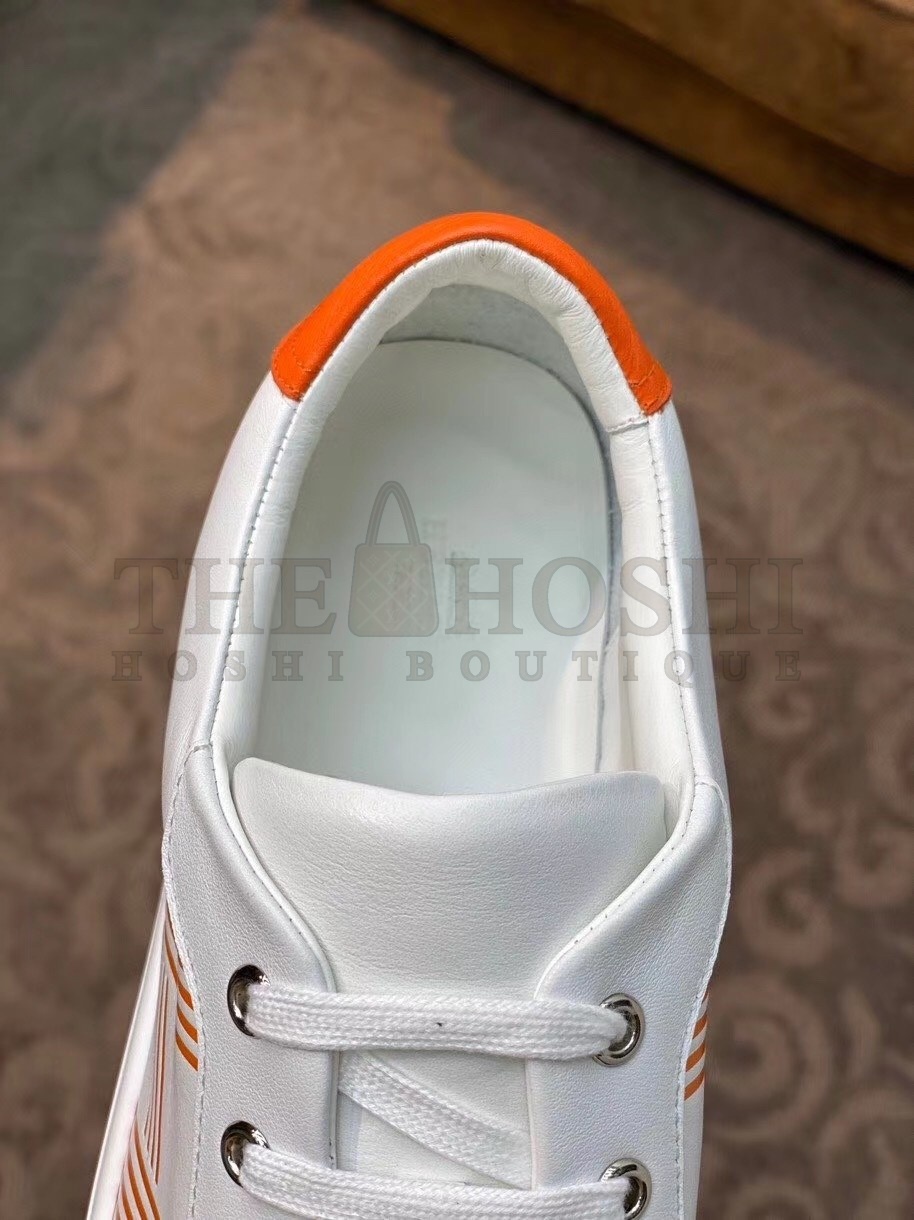 H**me5 Avantage Sneakers In White/Orange Calfskin Master Quality