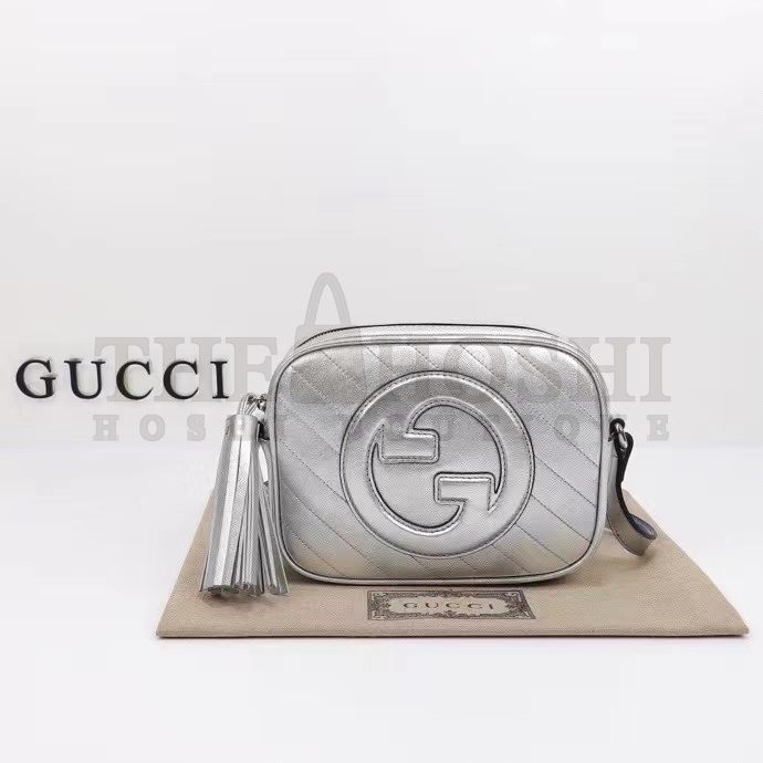 Gvc*1 Women GG Blondie Small Shoulder Bag Metallic Silver Leather Zipper Closure Master Quality