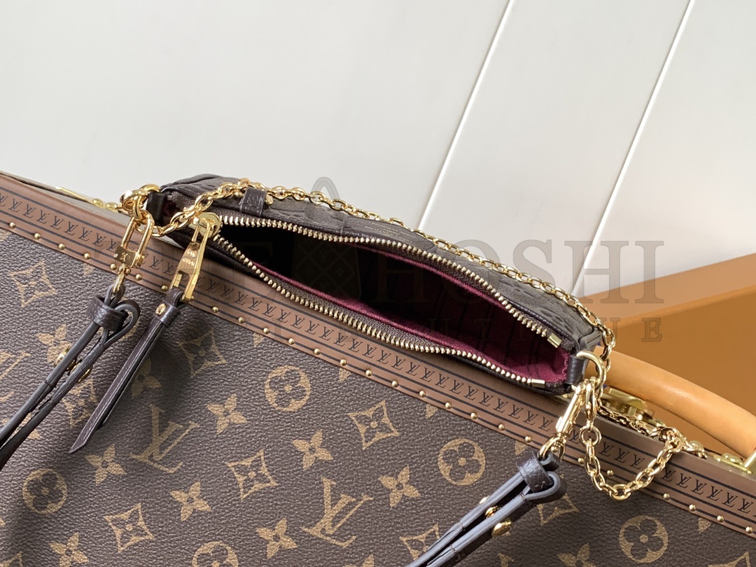 L0vis Vvtt0n LV Women Easy Pouch Wine Red Monogram Empreinte Embossed Grained Cowhide Leather Master Quality