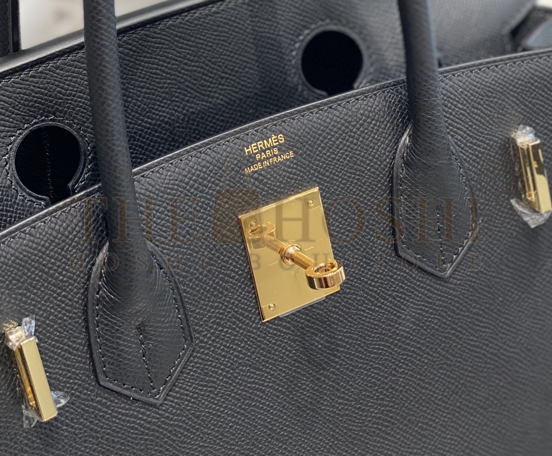 H**me5 Birkin Bag 30cm Epsom Leather Black Gold Hardware Master Quality