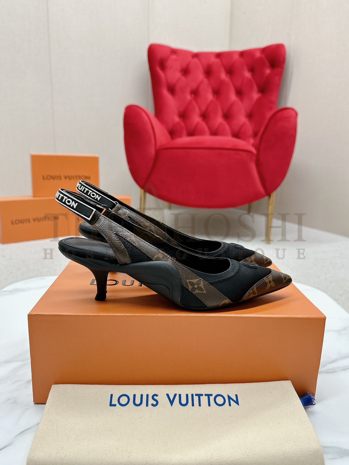 L0vis Vvtt0n LV Archlight Slingback High Heels 5.5cm Monogram Lambskin LV Circle Logo Master Quality