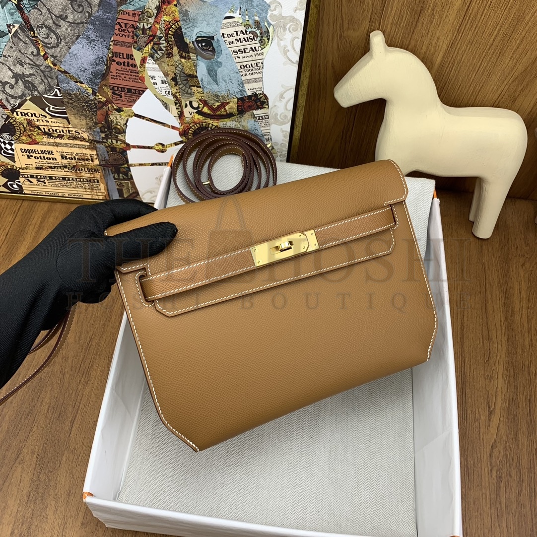 H**me5 Kelly Depeches 25 Pouch in Sesame Epsom Calfskin Master Quality