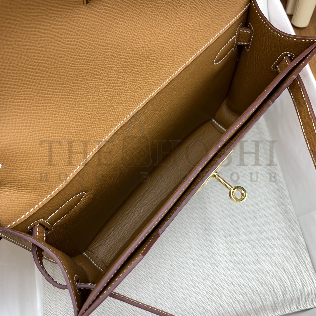 H**me5 Kelly Depeches 25 Pouch in Sesame Epsom Calfskin Master Quality