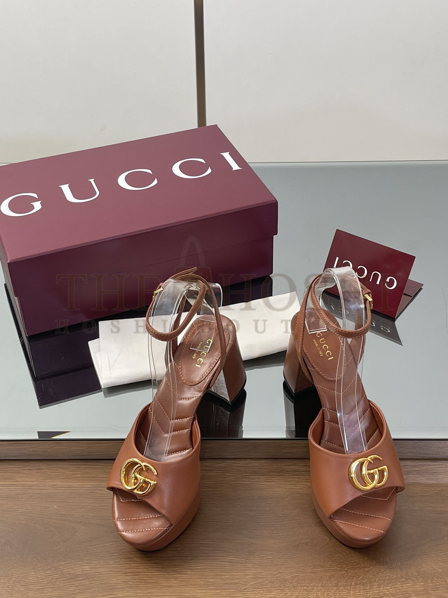 Gvc*1 GG D1am0nd Quilted Embroidery Platform Sandals 8.5cm Heel 2.5cm Platform Master Quality