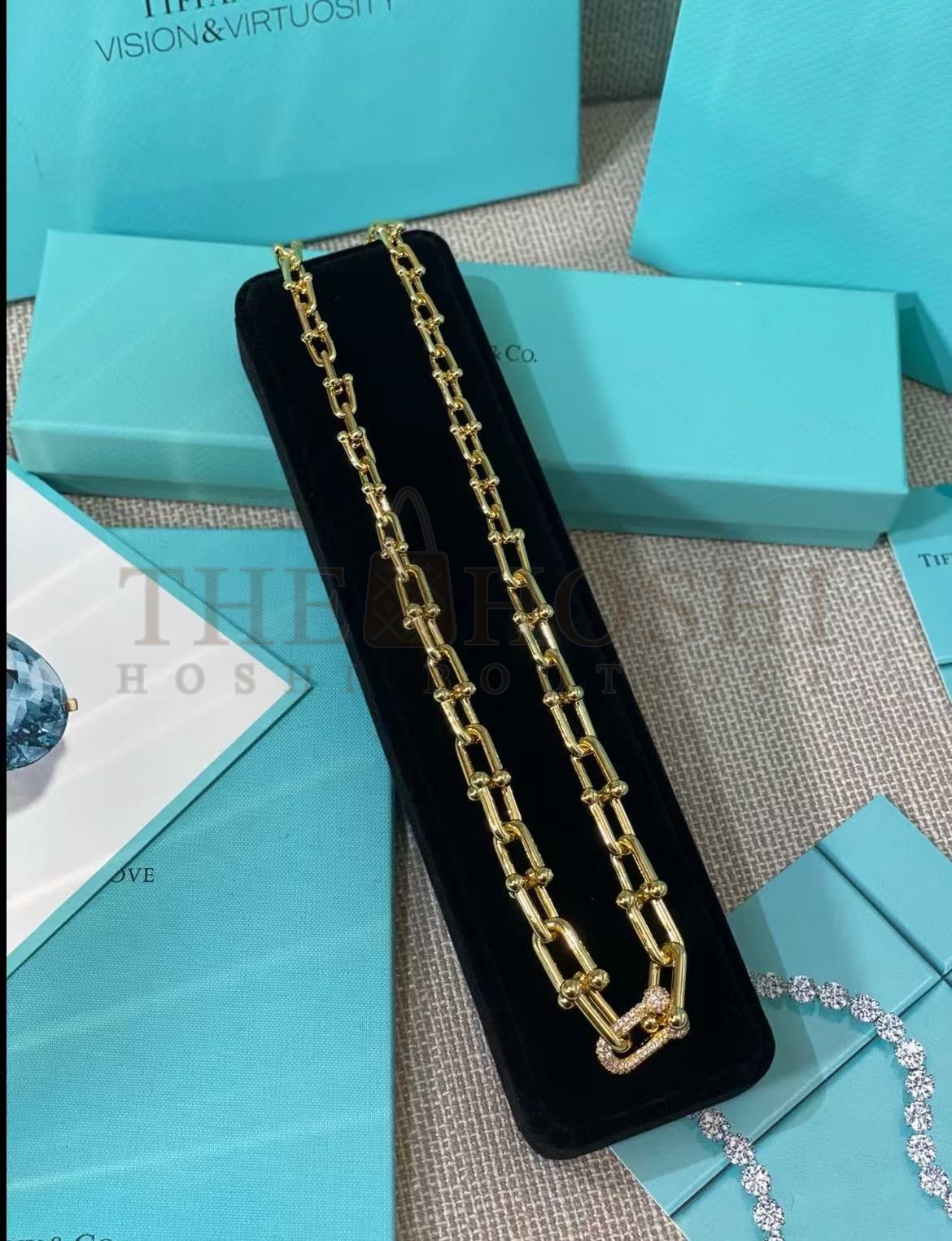 T*f*ny HardWear Chain Link Necklace with D1am0nds Women Gold Master Quality