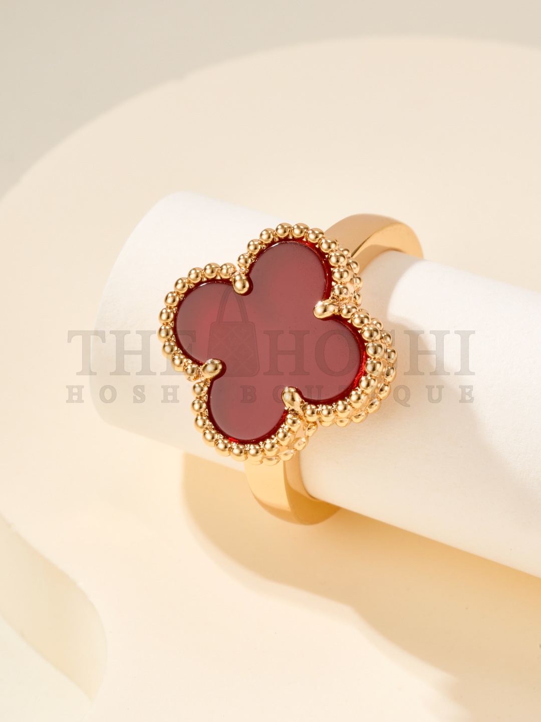 V*n Cl**f & Arpels VCA Alhambra Four-Leaf Clover Ring – Mother-of-Pearl / Carnelian / Malachite / Onyx Master Quality