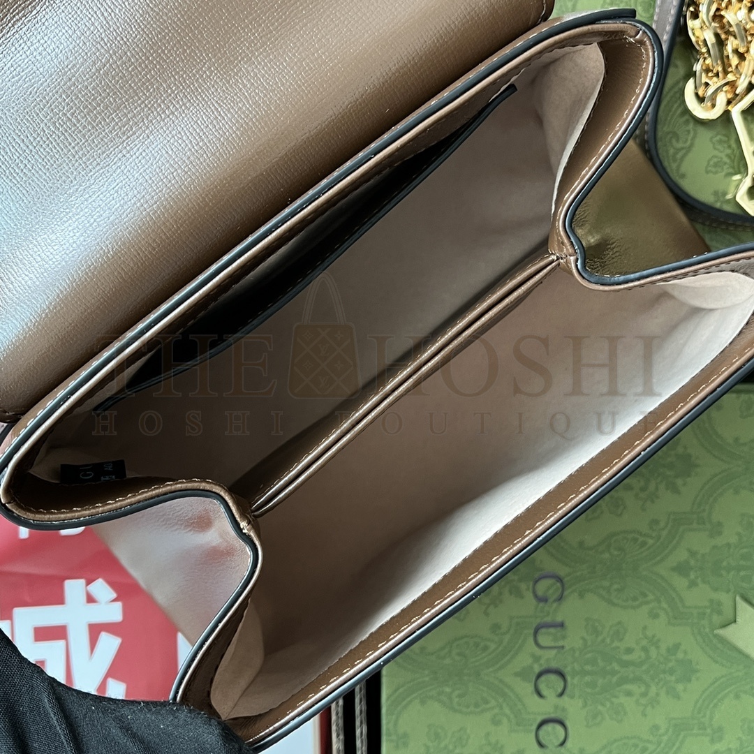 Gvc*1 Brown Horsebit Leather Top Handle Crossbody Bag Master Quality