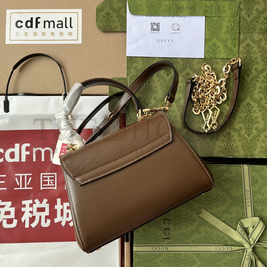 Gvc*1 Brown Horsebit Leather Top Handle Crossbody Bag Master Quality