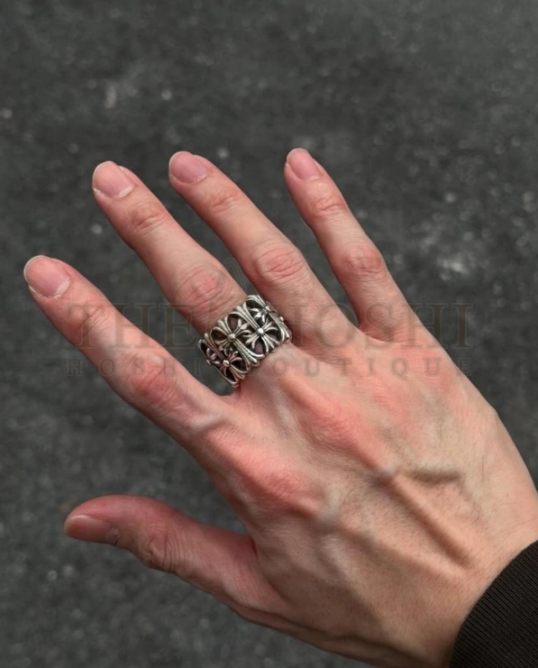 Ch*0me He**ts Multi Cross Pattern Silver Ring Master Quality