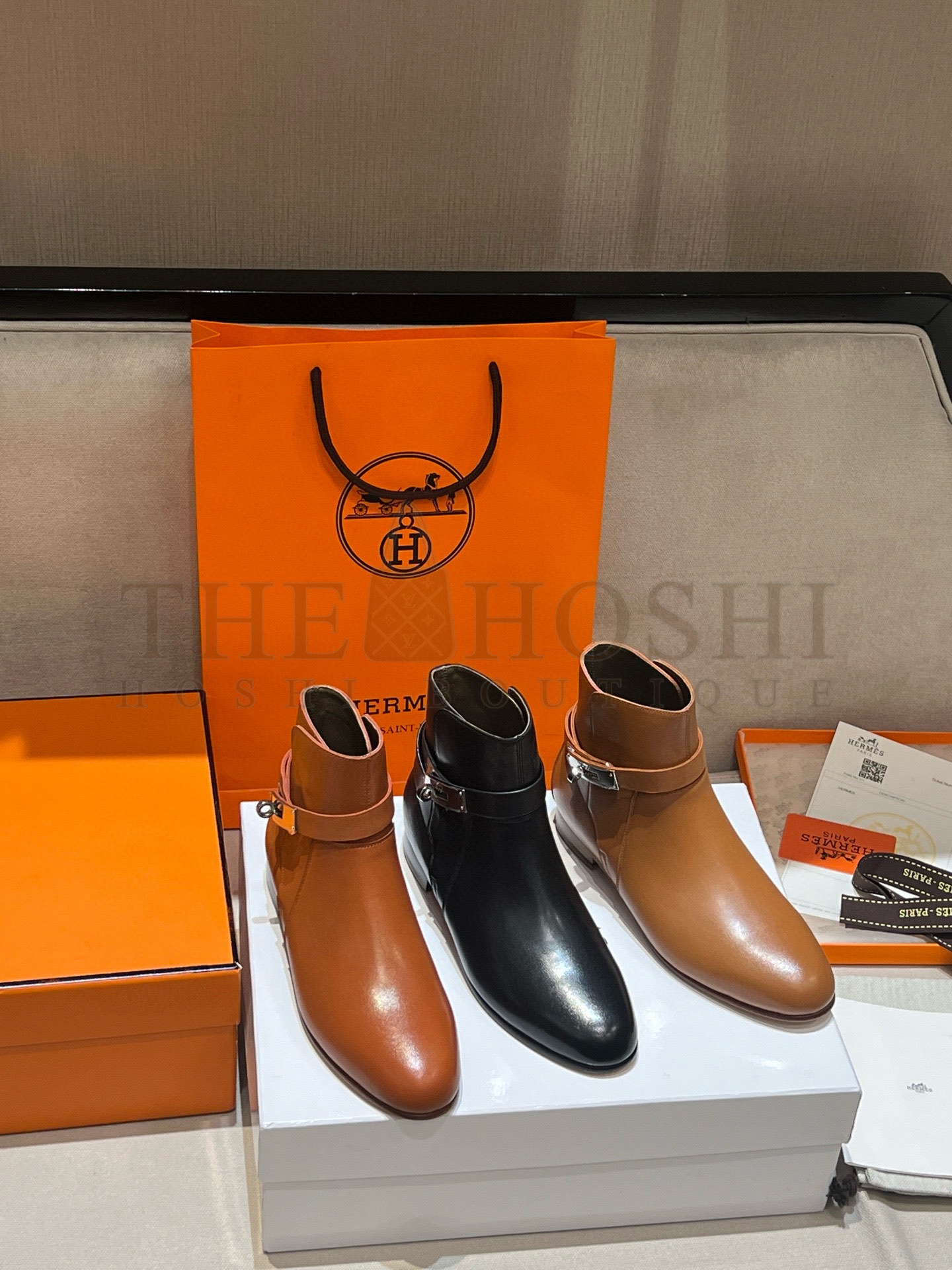 H**me5 H**me5 Neo Kelly Buckle Equestrian Leather Ankle Boots Women 35-40 Master Quality