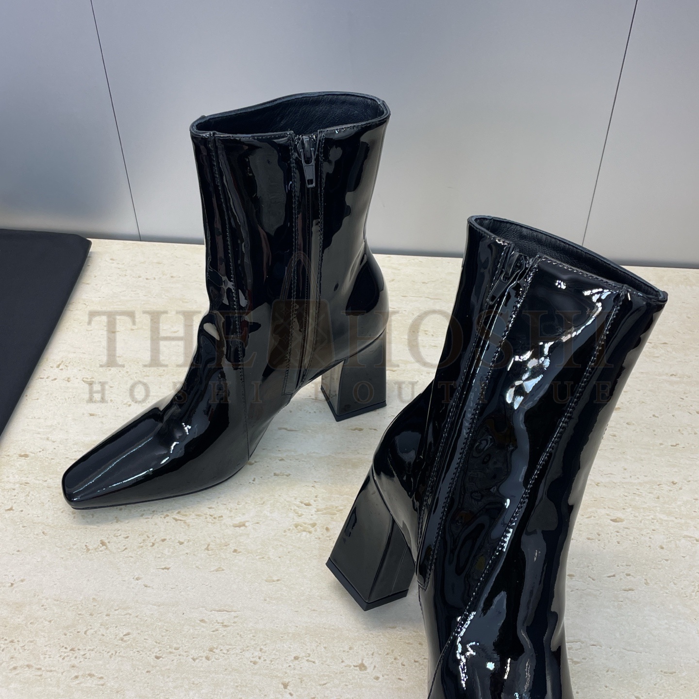 Sa1nt Lau*nt Y51 Logo Square-Toe High-Heel Equestrian Ankle Boots – Burgundy Leather Master Quality