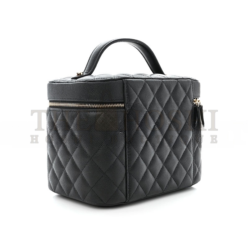 Ch**el CAVIAR QUILTED LARGE VANITY POUCH 1396375 (20*15*13cm) Master Quality