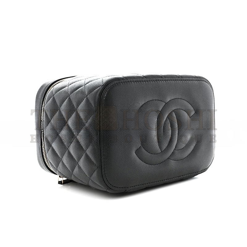 Ch**el CAVIAR QUILTED LARGE VANITY POUCH 1396375 (20*15*13cm) Master Quality