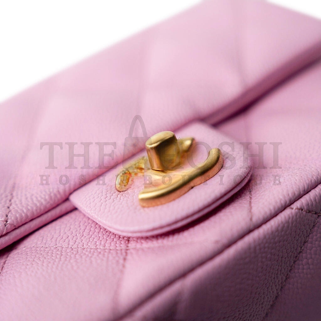 Ch**el PINK CAVIAR QUILTED SWEETHEART FLAP GOLD HARDWARE (20*14*6cm) Master Quality