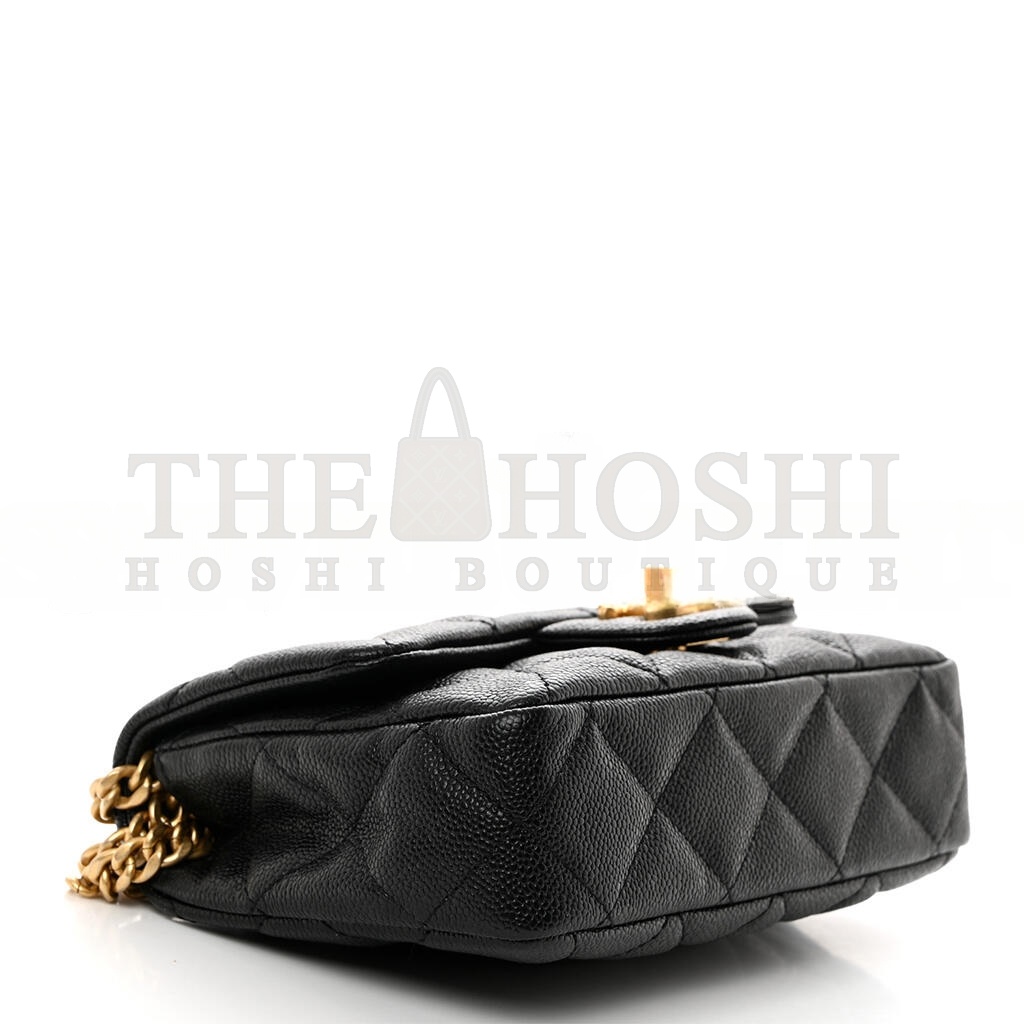 Ch**el CAVIAR QUILTED MINI SWEETHEART RECTANGULAR FLAP BLACK (19*12*8cm) Master Quality