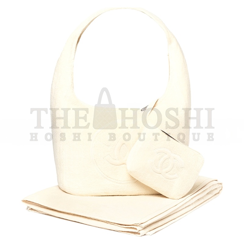 Ch**el COCO BEACH 2025 COLLECTION BEACHWEAR SET COTTON IVORY AAA938 (58*38*20cm) Master Quality