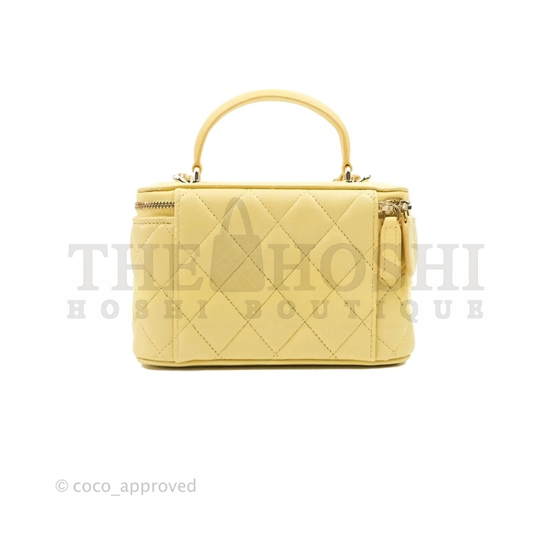 Ch**el VANITY RECTANGULAR TOP HANDLE YELLOW LAMBSKIN GOLD HARDWARE 135269 (17*9*8cm) Master Quality