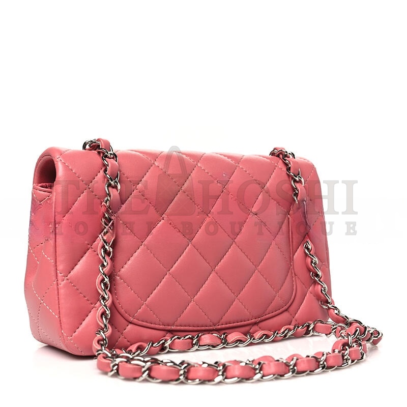 Ch**el LAMBSKIN QUILTED MINI RECTANGULAR FLAP PINK A01116 (20*13*6cm) Master Quality