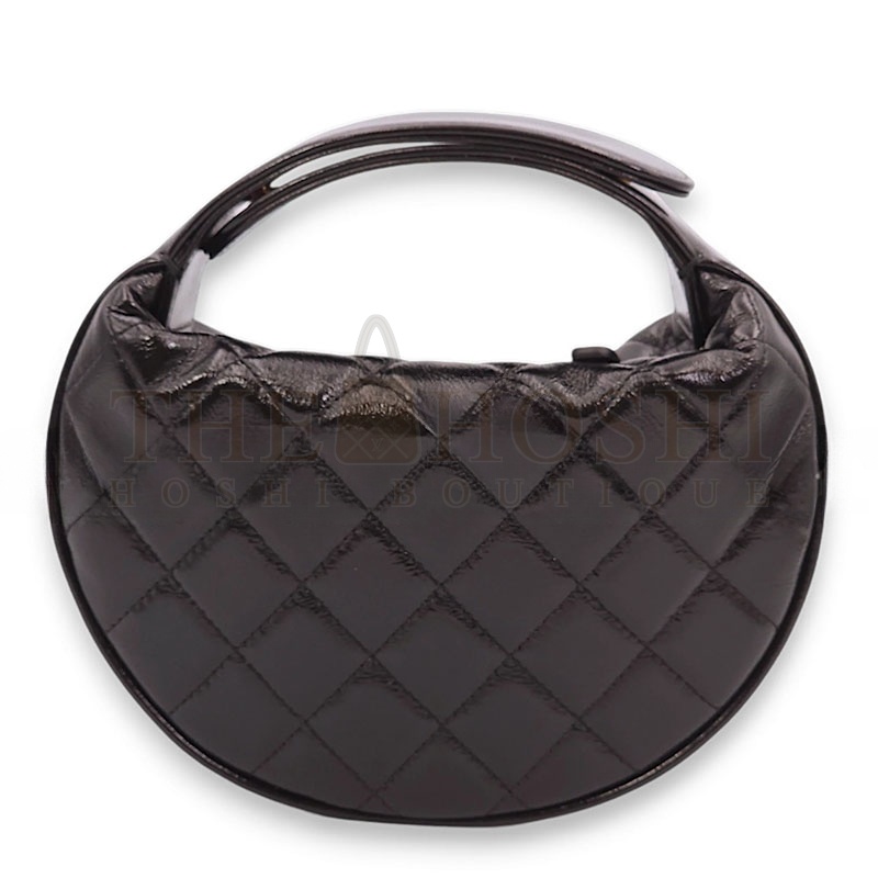Ch**el QUILTED ROUND MINI BLACK TOP HANDLE BAG IN CALFSKIN, GOLD HARDWARE AP4058 (16*16*5.5cm) Master Quality