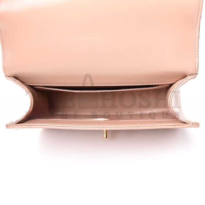 Ch**el CALFSKIN QUILTED PERFECT FIT FLAP BEIGE  (22*14*8cm) Master Quality