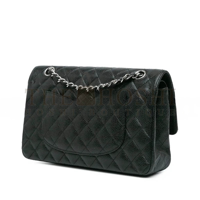 Ch**el MEDIUM CLASSIC FLAP BLACK CAVIAR SILVER HARDWARE (25.5*16*7.5cm) Master Quality