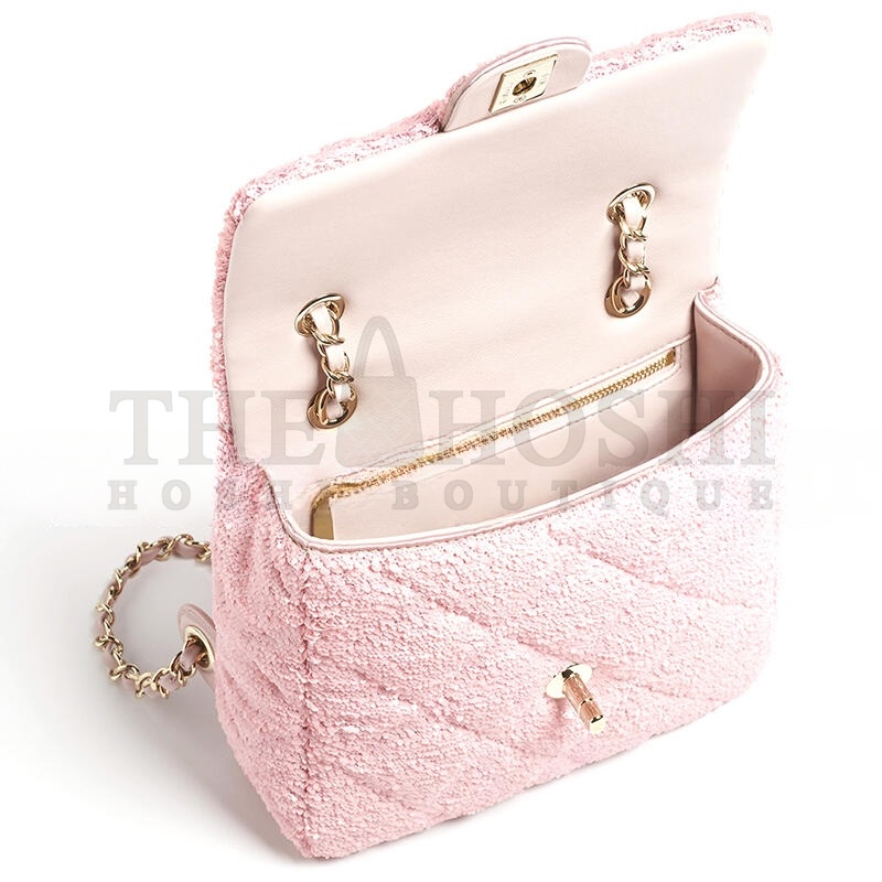 Ch**el BACKPACK QUILTED SEQUINS & GOLD-TONE METAL PINK AS5711 (21*17*7cm) Master Quality