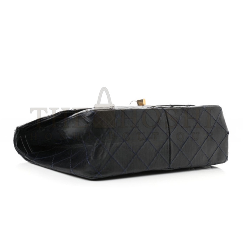 Ch**el AGED CALFSKIN 2.55 FLAP NAVY BULE 1002148 (28*19*9cm) Master Quality