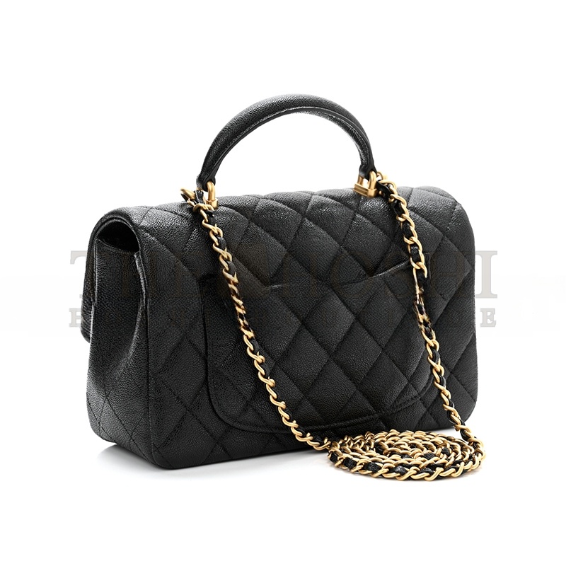 Ch**el CAVIAR QUILTED MINI TOP HANDLE FLAP 1161131 (20*12*7cm) Master Quality
