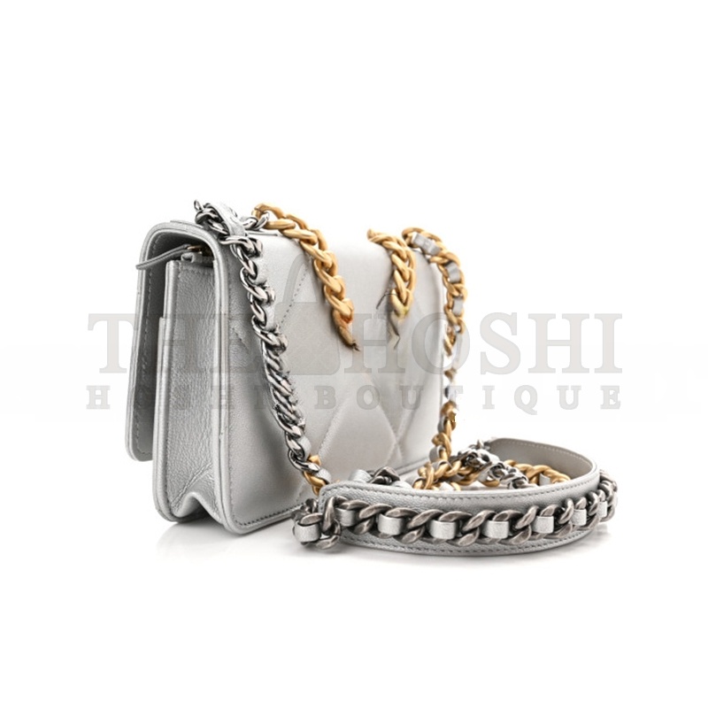 Ch**el METALLIC LAMBSKIN QUILTED 19 WALLET ON CHAIN WOC 1191203 (19*11*3cm) Master Quality