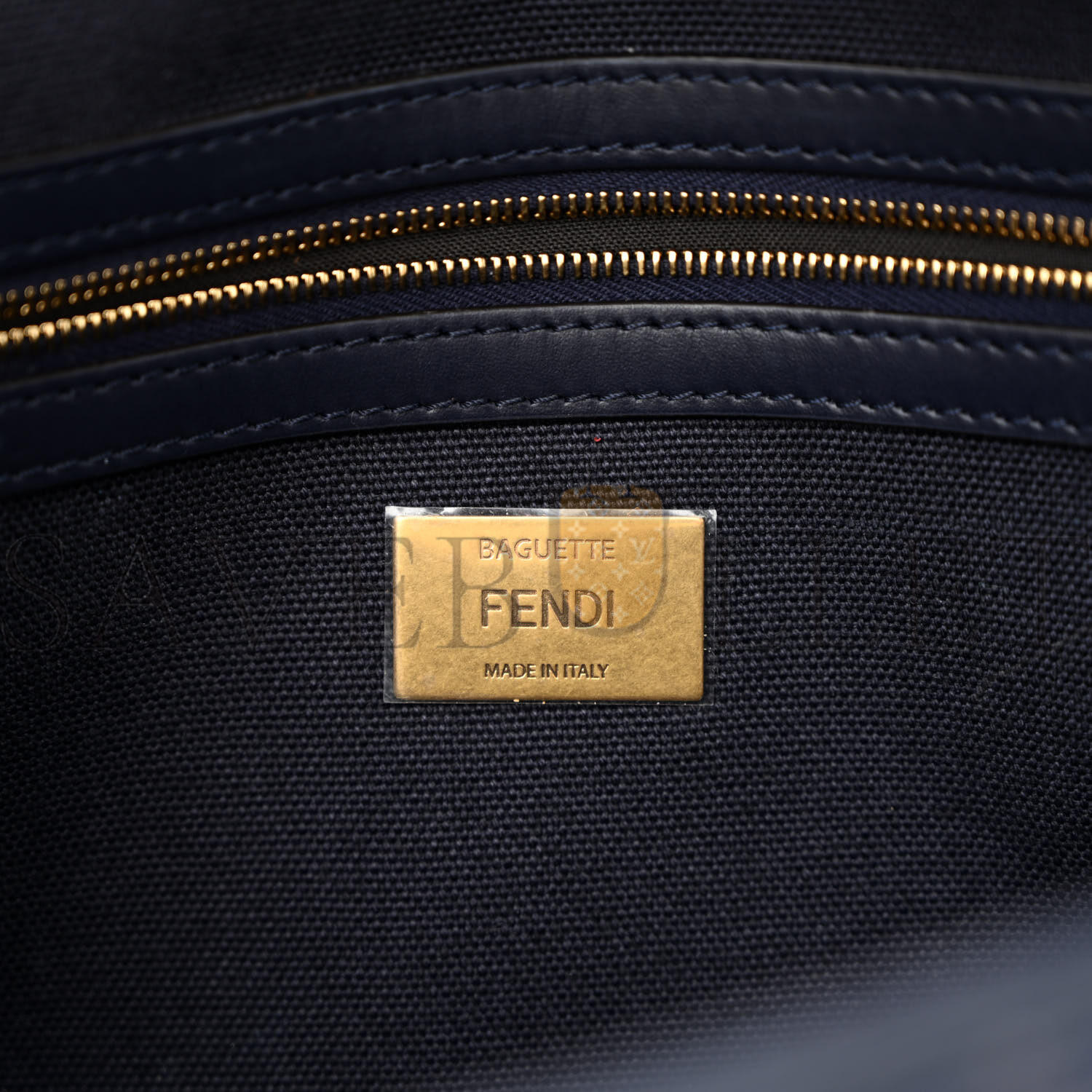 F**di CANVAS VITELLO KING BI-COLOR STRAP FF EMBROIDERED BAGUETTE MIDNIGHT (27*16*6cm) Master Quality