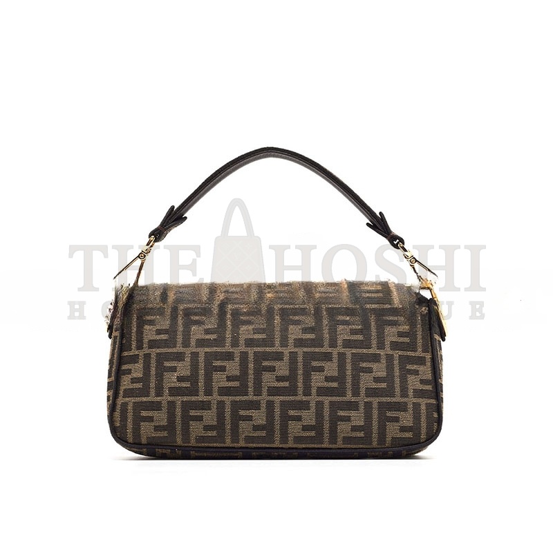 F**di TOBACCO ZUCCA JACQUARD CANVAS MEDIUM BAGUETTE BAG (27*15*6cm) Master Quality