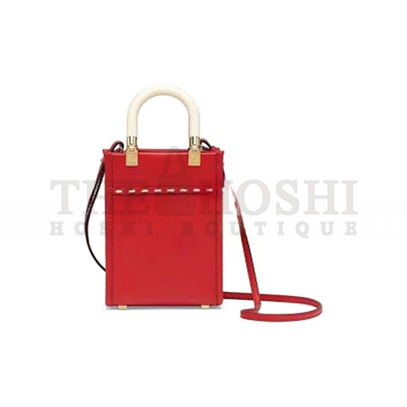 F**di VITELLO KING PLEXIGLASS MINI F**di SUNSHINE SHOPPER TOTE FUOCO 8BS051AHNVF0XVW (18*13*6.5cm) Master Quality