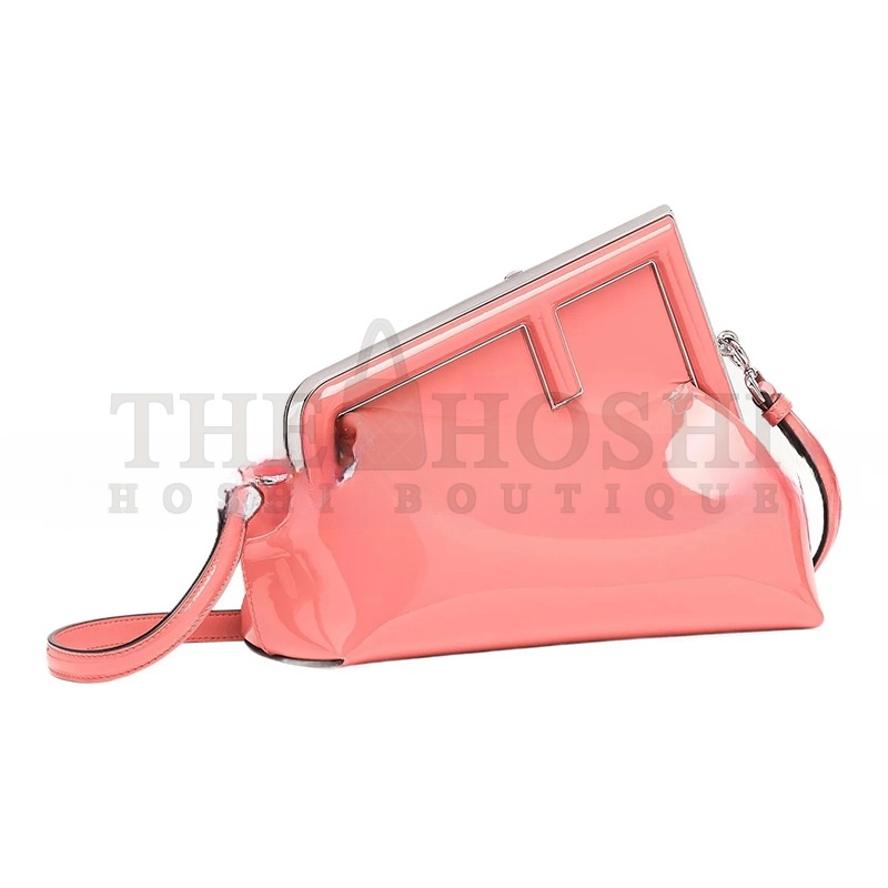 F**di FIRST MIDI OVERSIZED F METAL CLIP PATENT LEATHER SHOULDER CROSSBODY CLUTCH 8BP137ANSNF1K3A (32.5*23.5*15cm) Master Quality