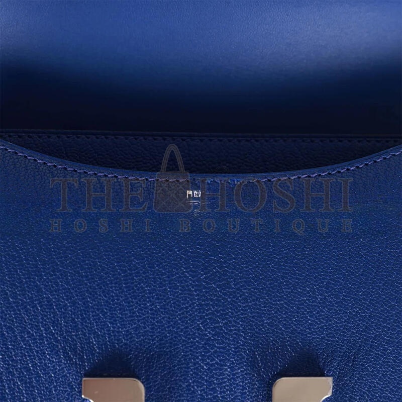H**me5 CONSTANCE 18 BLEU ELECTRIC CHEVRE PALLADIUM HARDWARE (19*15*4cm) Master Quality