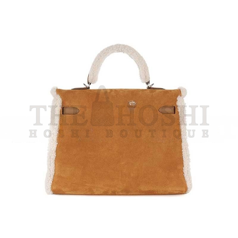 H**me5 KELLY 35 TEDDY PLUSH SWIFT CHAMOIS ALEZAN PALLADIUM HARDWARE (35*25*12cm) Master Quality