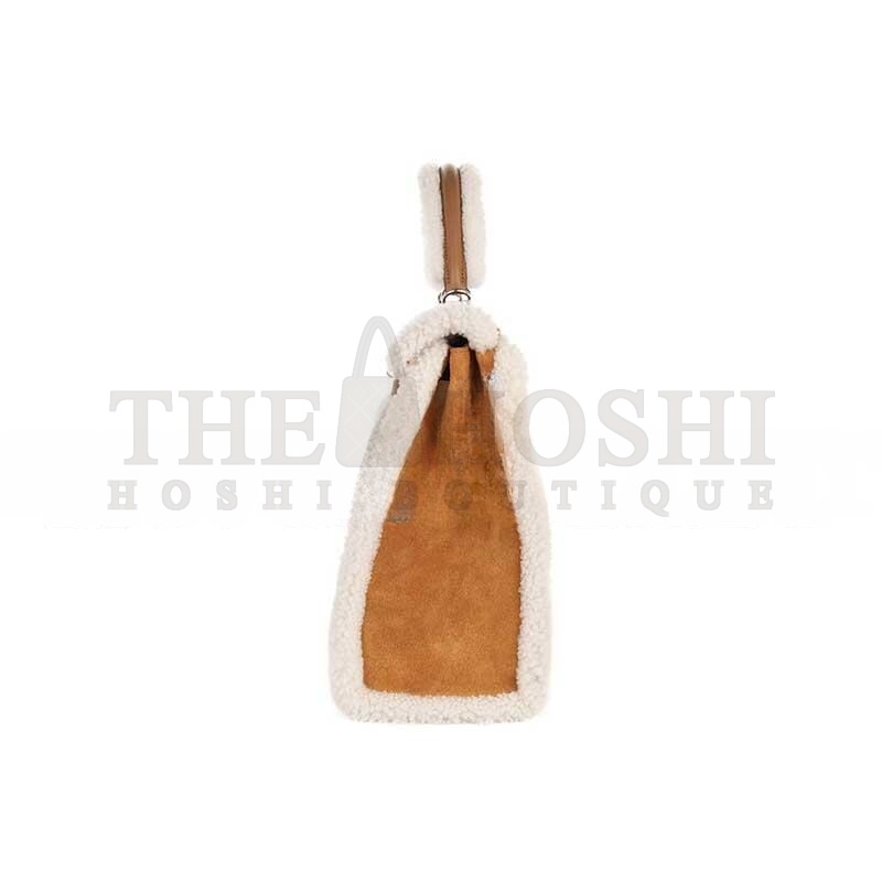 H**me5 KELLY 35 TEDDY PLUSH SWIFT CHAMOIS ALEZAN PALLADIUM HARDWARE (35*25*12cm) Master Quality