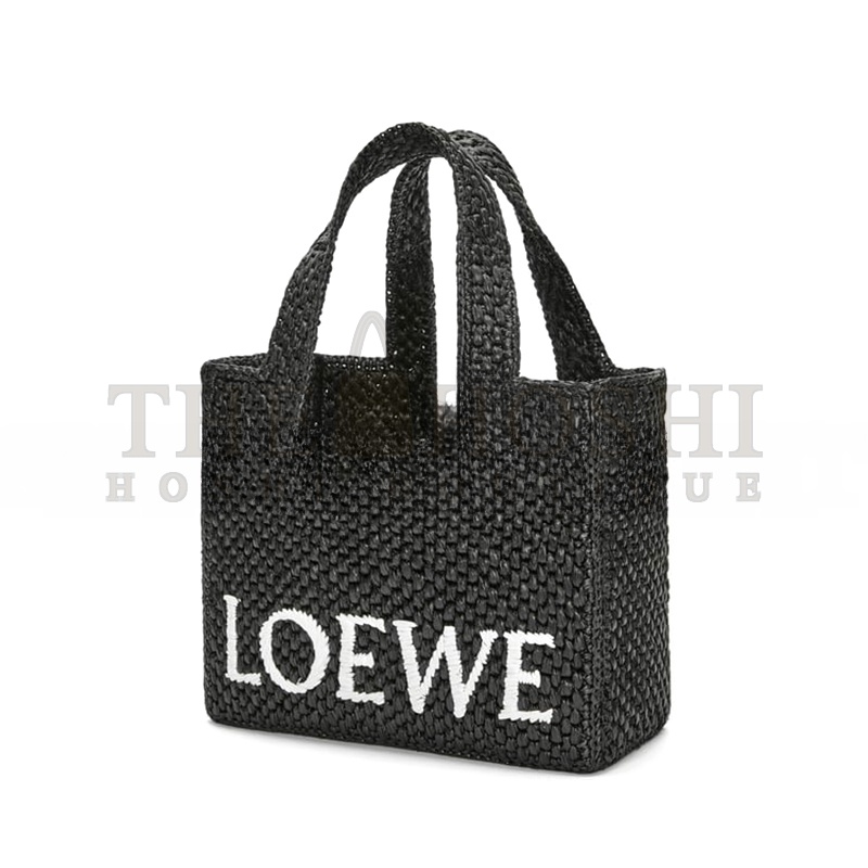 L0ew* SMALL L0ew* FONT TOTE IN RAFFIA A685B59X01-1100 (24*19.5*11cm) Master Quality
