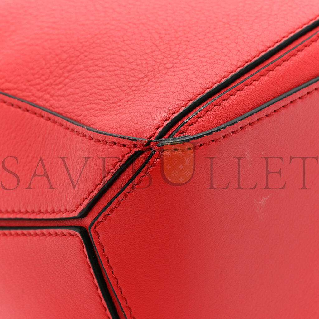 L0ew* CALFSKIN SMALL PUZZLE BAG SCARLET (24*16.5*10.5cm) Master Quality