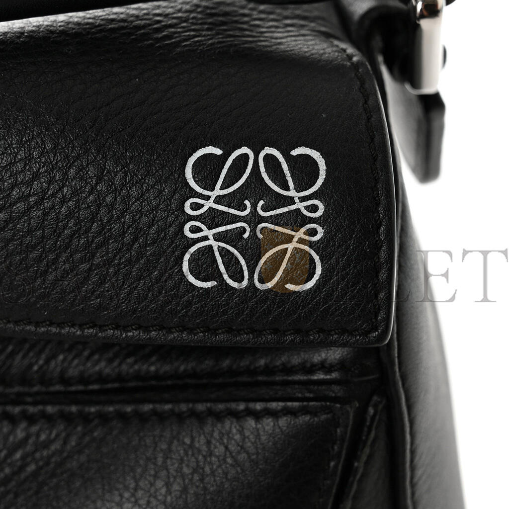 L0ew* CALFSKIN MEDIUM PUZZLE BAG BLACK (24*16.5*10.5cm) Master Quality