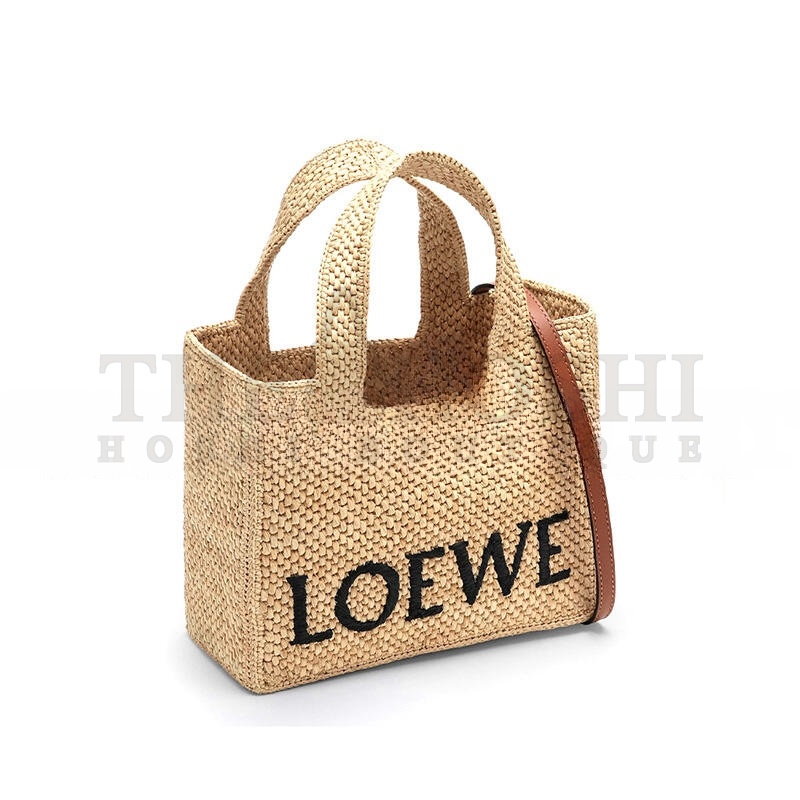 L0ew* FONT TOTE SMALL RAFFIA BAG A685B59X03NF (24*19.5*11cm) Master Quality