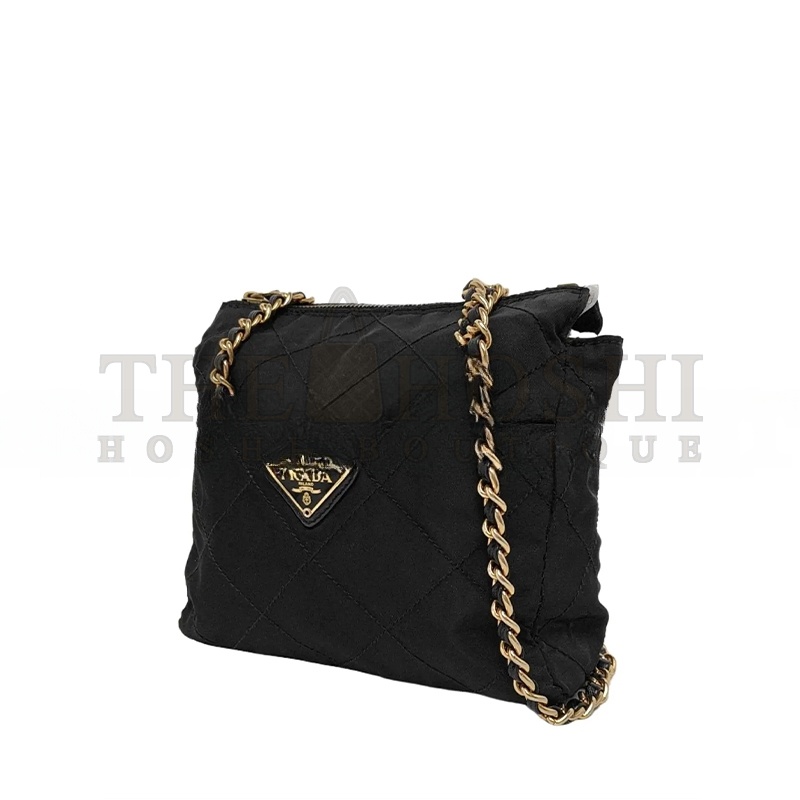 Pra*a BLACK NYLON CHAIN CROSSBODY BAG 1BD647 (20.5*19.5*6cm) Master Quality