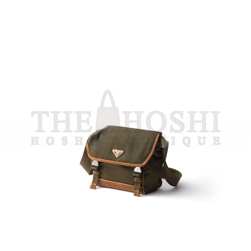 Pra*a MEDIUM RE-NYLON AND SUEDE SHOULDER BAG 2VD066 (20*19*10cm) Master Quality