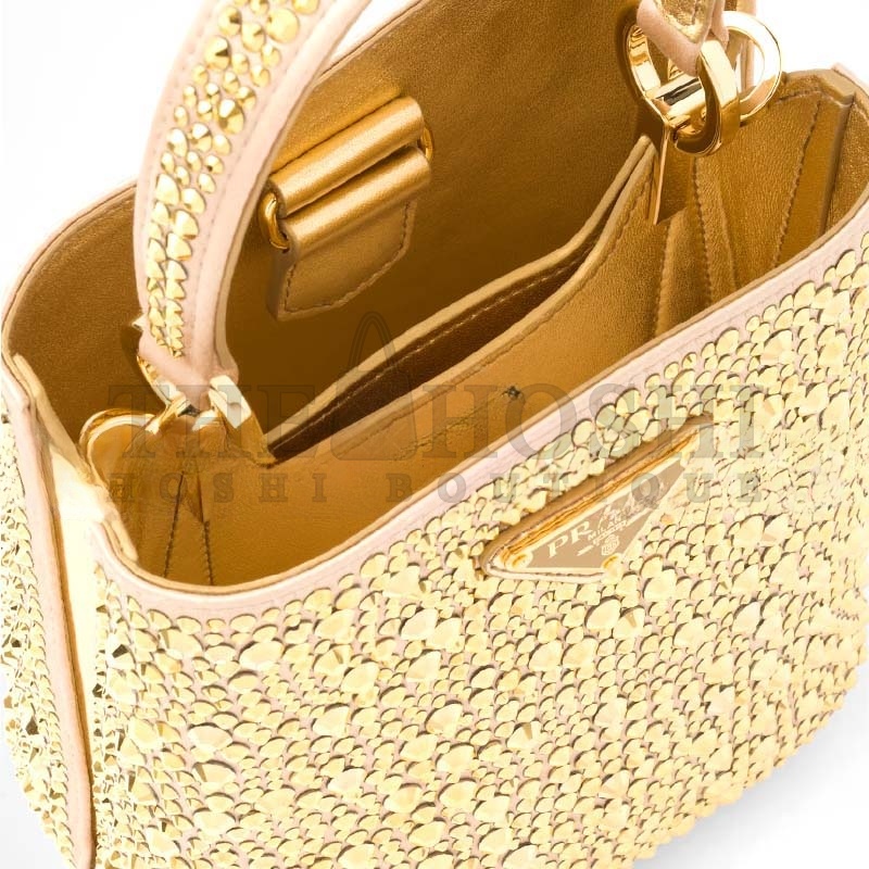 Pra*a PANIER SATIN BAG WITH CRYSTALS 1BA373 (16*15*9.5cm) Master Quality