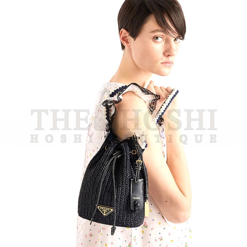 Pra*a CROCHET MINI BUCKET BAG 1BE068 (19.5*15.5*10cm) Master Quality